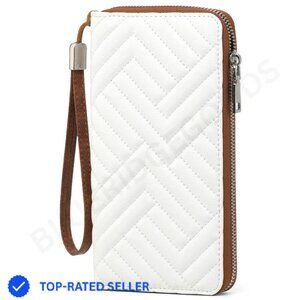 Vegan Leather RFID Blocking Wristlet Wallet Large Capacity Retro Chic Clutch